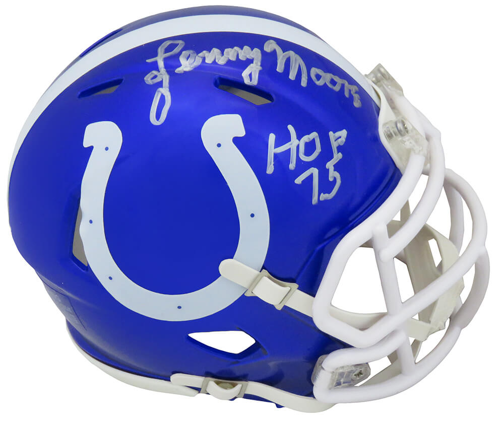 Lenny Moore Signed Colts Flash Riddell Speed Mini Helmet w/HOF'75