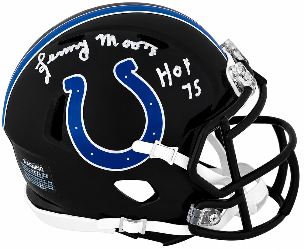 Lenny Moore Signed Colts 2023 Alternate Black Riddell Speed Mini Helmet w/HOF'75
