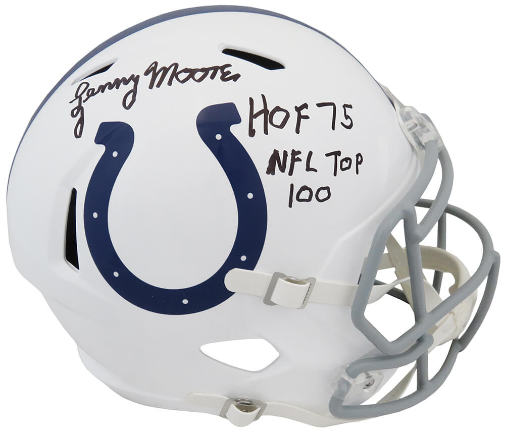 Lenny Moore Signed Colts Riddell Full Size Speed Rep Helmet w/HOF'75, NFL Top 100