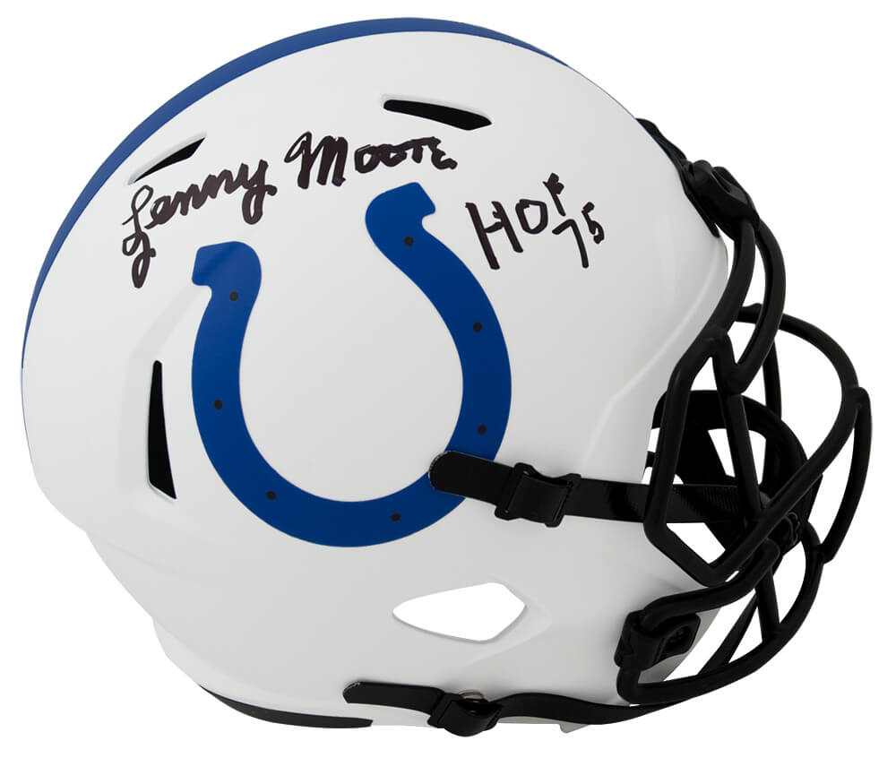 Lenny Moore Signed Colts Lunar Eclipse Riddell Full Size Speed Replica Helmet w/HOF'75