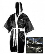 Michael Moorer Signed Title Black Full Length Boxing Robe w/3x Heavyweight Champ