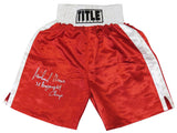 Michael Moorer Signed Title Red Boxing Trunks w/3x Heavyweight Champ