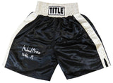 Michael Moorer Signed Title Black With Silver Waist Boxing Trunks w/Double M