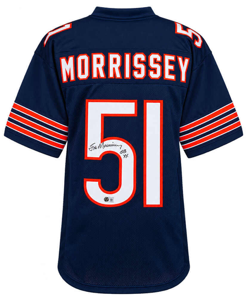 Jim Morrissey Signed Navy Custom Football Jersey w/SB XX - (Beckett)