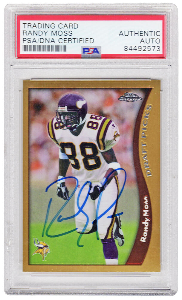 Randy Moss Signed Vikings 1998 Topps Chrome Rookie Card #35 (PSA Encapsulated)