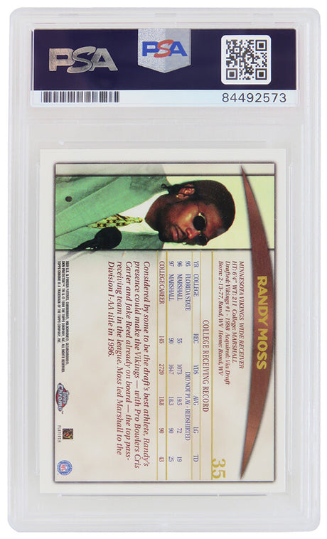 Randy Moss Signed Vikings 1998 Topps Chrome Rookie Card #35 (PSA Encapsulated)