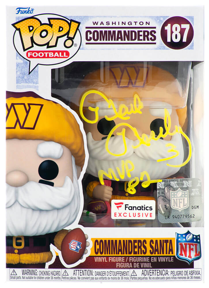 Mark Moseley Signed Washington Commanders SANTA Funko Pop Doll #187 w/MVP'82