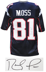 Randy Moss Signed Navy Custom Football Jersey