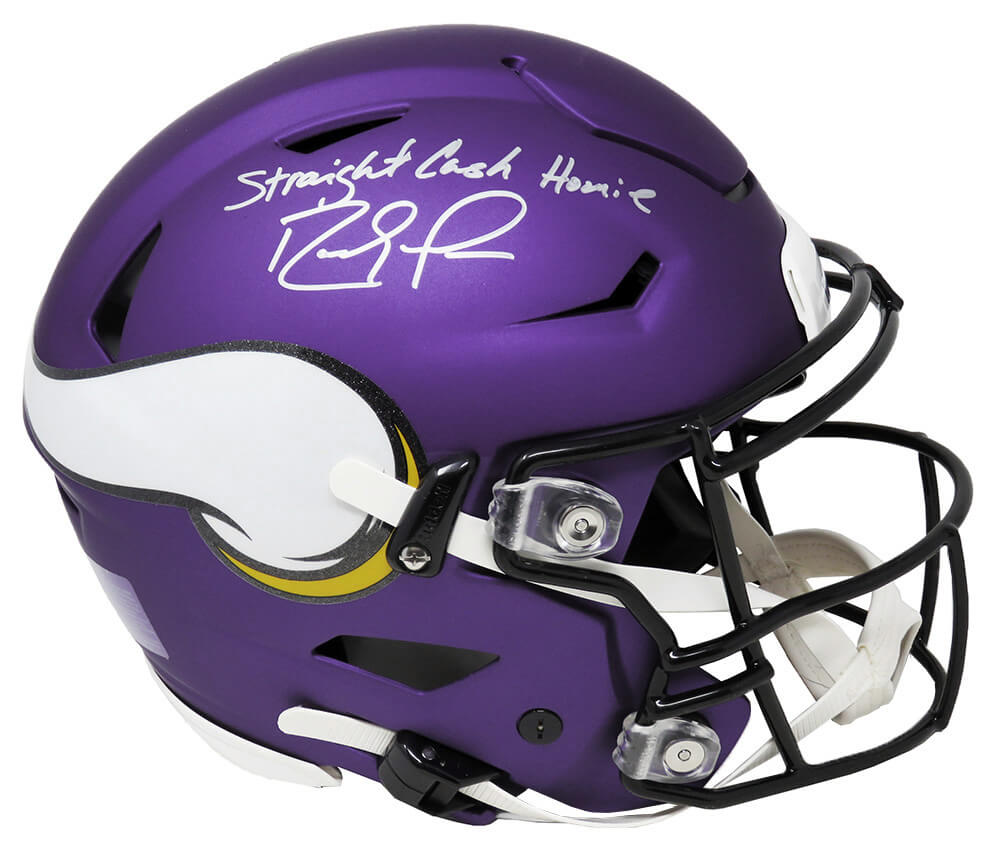 Randy Moss Signed Minnesota Vikings SpeedFlex Riddell Speed Authentic Helmet w/Straight Cash Homie