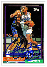 Alonzo Mourning Signed Charlotte Hornets 1992-93 Topps Rookie Basketball Card #393