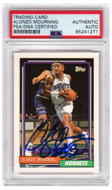 Alonzo Mourning Signed Charlotte Hornets 1992-93 Topps Rookie Basketball Card #393 - (PSA Encapsulated)