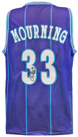 Alonzo Mourning Signed Teal Throwback Custom Basketball Jersey