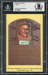 Tigers Ty Cobb Writing Sample 3.5x5.5 HOF Plaque Postcard BAS Slabbed 13