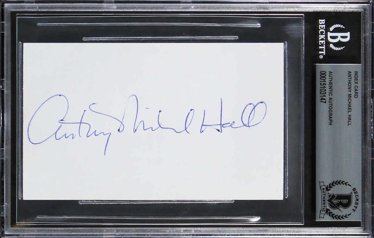 Anthony Michael Hall The Breakfast Club Authentic Signed 3x5 Index Card BAS Slab