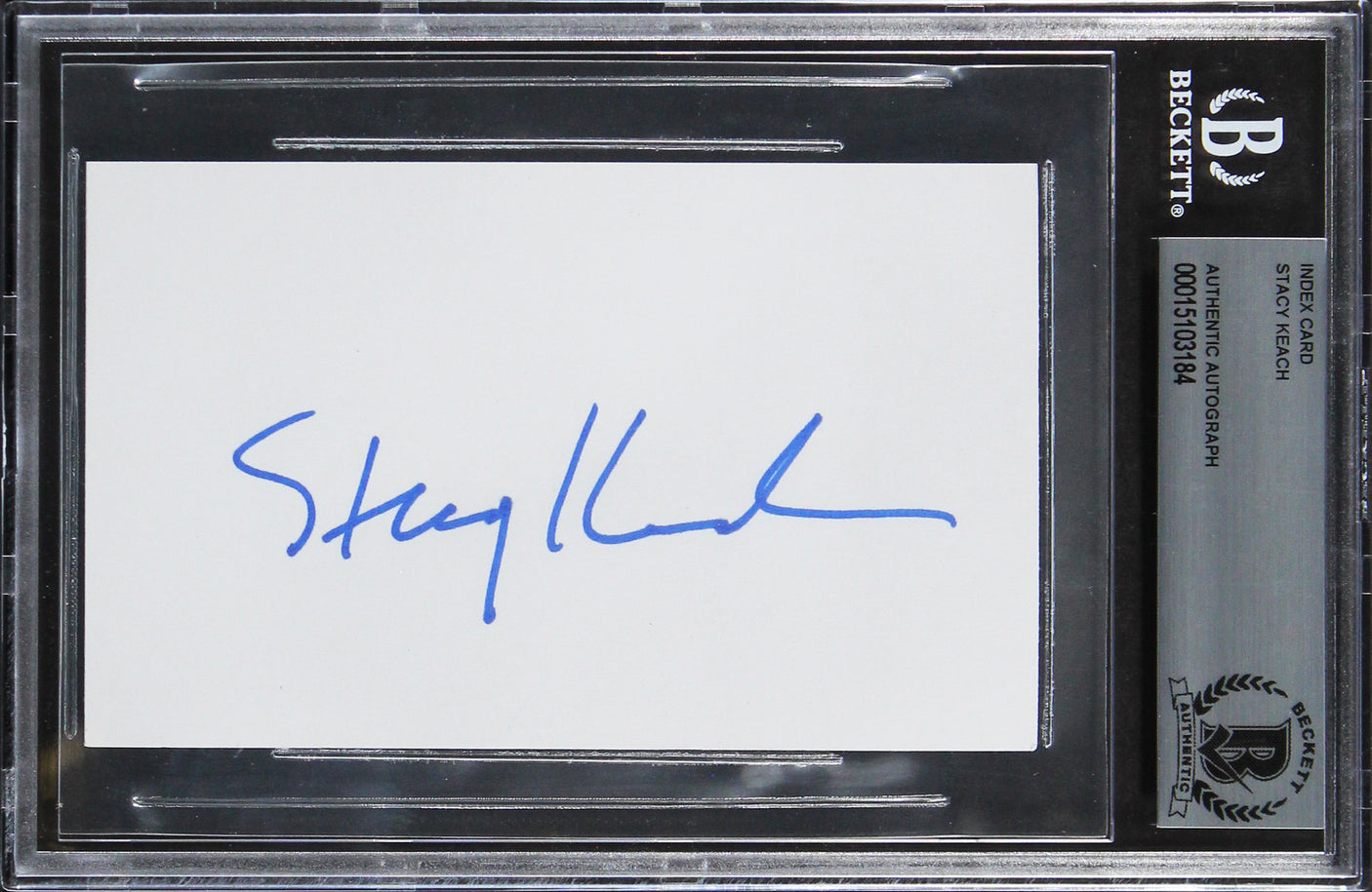 Stacy Keach The New Mike Hammer Authentic Signed 3x5 Index Card BAS Slabbed 2