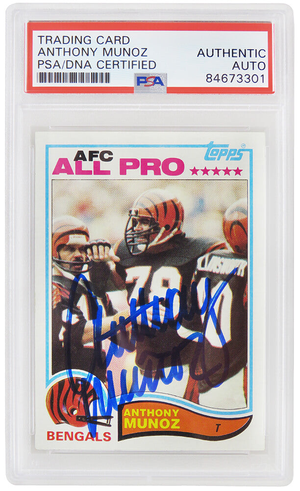 Anthony Munoz Signed Cincinnati Bengals 1982 Topps Rookie Football Card #51 - (PSA/DNA Encapsulated)