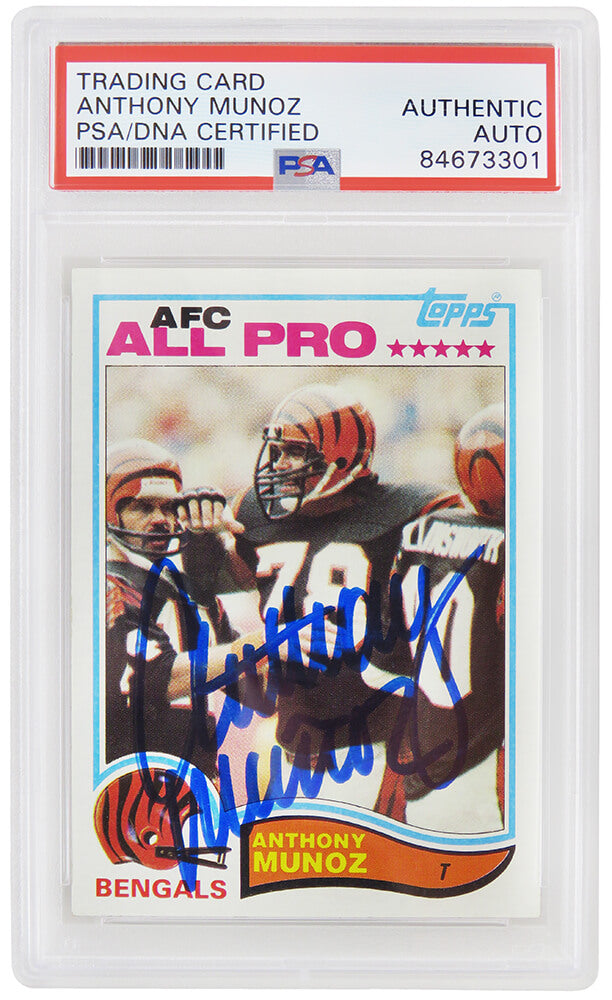 Anthony Munoz Signed Cincinnati Bengals 1982 Topps Rookie Football Card #51 - (PSA/DNA Encapsulated)