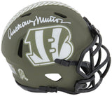 Anthony Munoz Signed Cincinnati Bengals Salute to Service Riddell Speed Mini Helmet