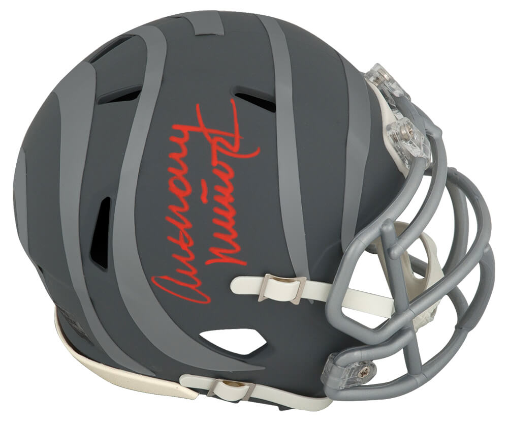 Anthony Munoz Signed Cincinnati Bengals SLATE Riddell Speed Mini Helmet