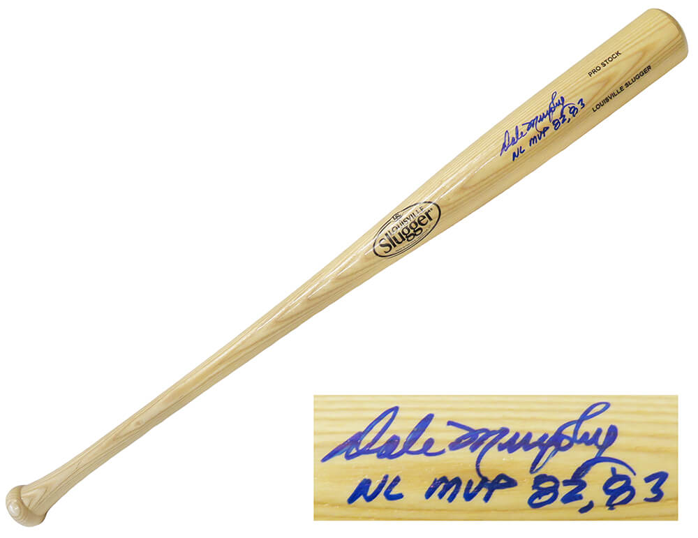 Dale Murphy Signed Louisville Slugger Blonde Baseball Bat w/82, 83 NL MVP