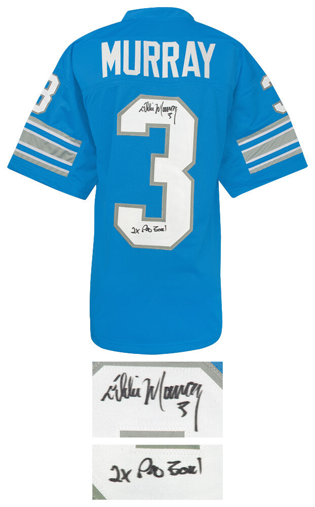 Eddie Murray Signed Blue Throwback Custom Football Jersey w/2x Pro Bowl