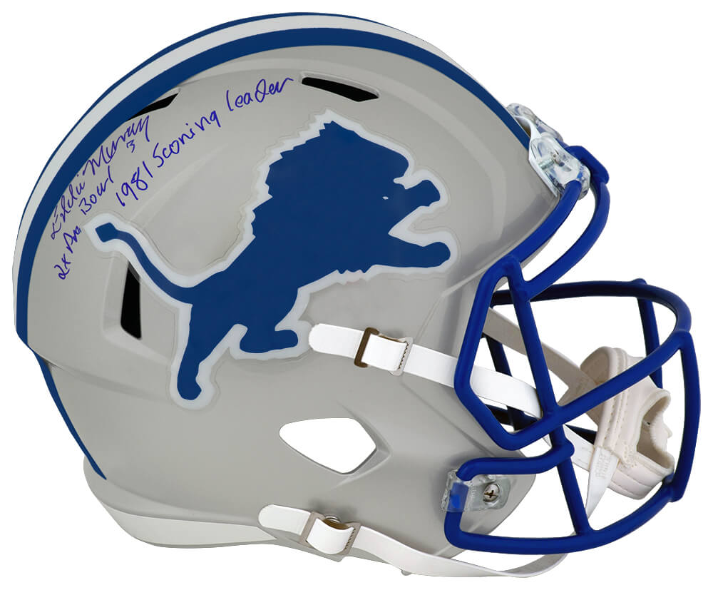 Eddie Murray Signed Detroit Lions Throwback Riddell Full Size Speed Replica Helmet w/2x Pro Bowl, 1981 Scoring Leader