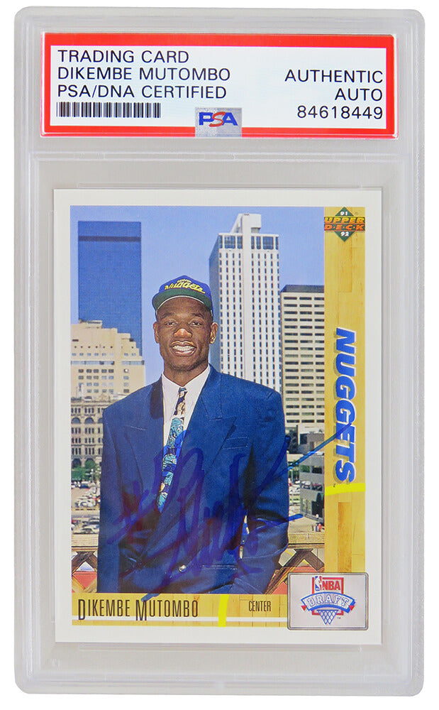 Dikembe Mutombo Signed Denver Nuggets 1991-92 Upper Deck Rookie Card #3 (PSA Encapsulated)