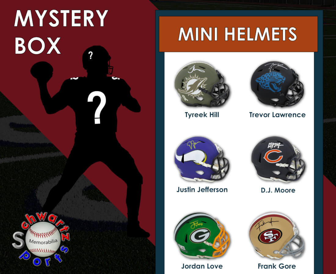 Schwartz Sports Football Superstar Signed Mystery Mini Helmet - Series 41 - (Limited to 75)