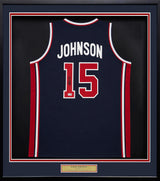 Magic Johnson Autographed Framed Blue All Star Jersey Beckett BAS Witness Stock #262549