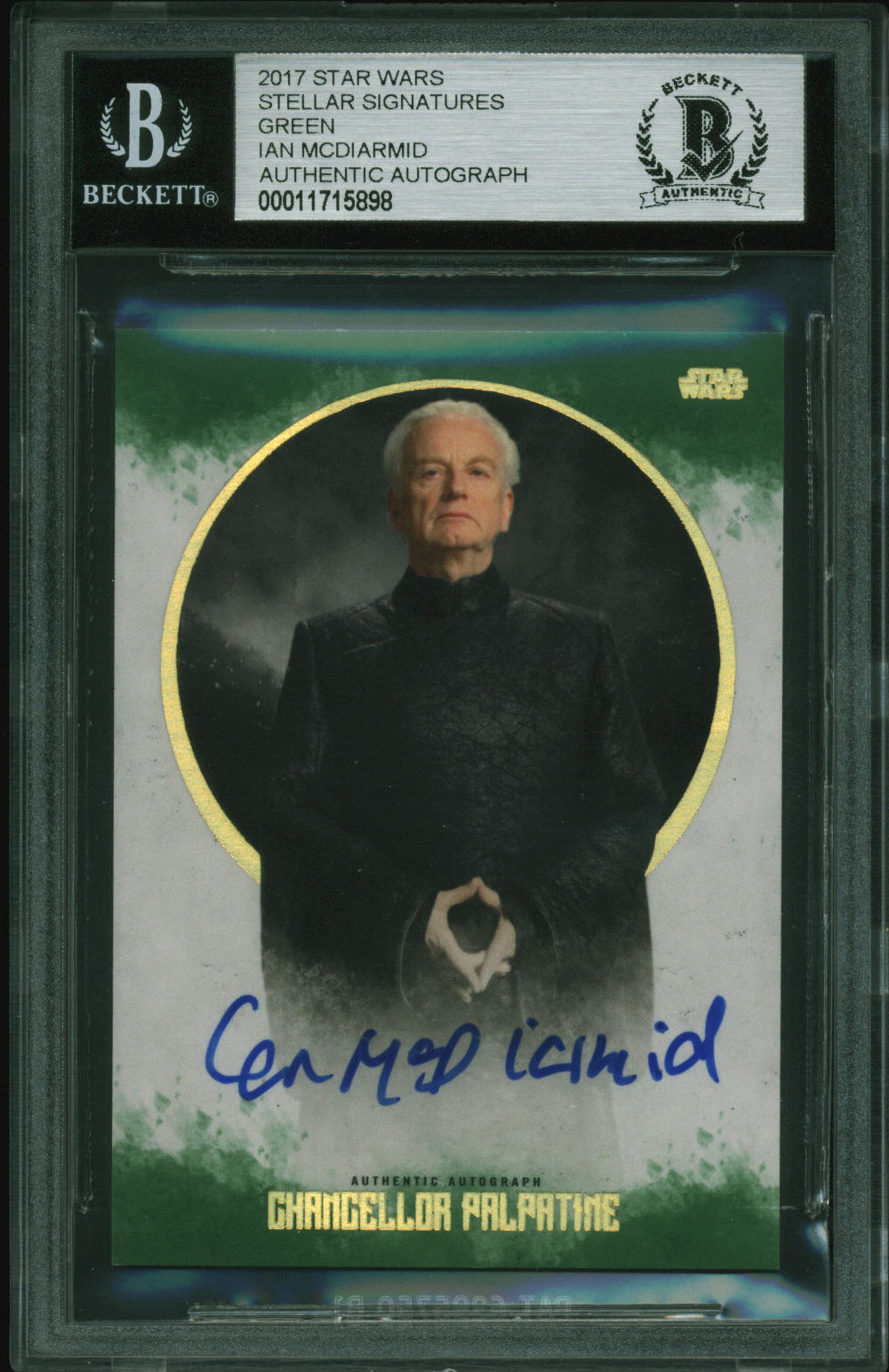 Ian McDiarmid Star Wars Signed 2017 Star Wars Stellar Signatures BAS Slabbed