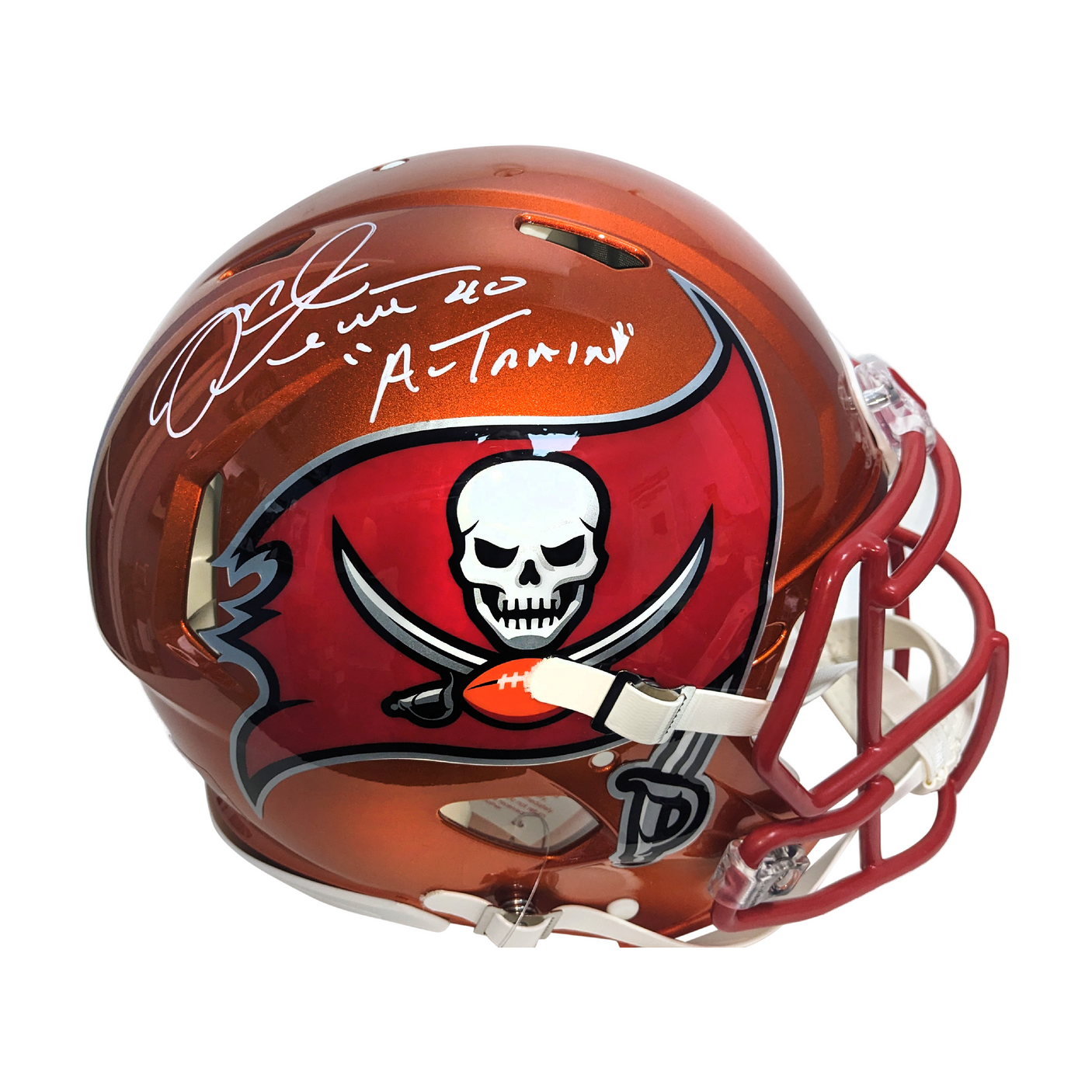 Mike Alstott Autographed Tampa Bay Bucs Flash Authentic Full Size Football Helmet with A Train Inscription - BAS Beckett Auth