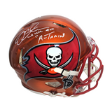 Mike Alstott Autographed Tampa Bay Bucs Flash Authentic Full Size Football Helmet with A Train Inscription - BAS Beckett Auth