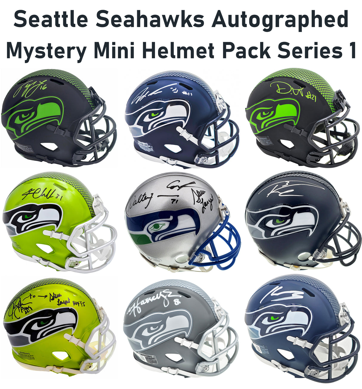 Seattle Seahawks Autographed Mystery Mini Helmet Pack Series 1 (Prize Redemptions: 1 in 10 Packs)