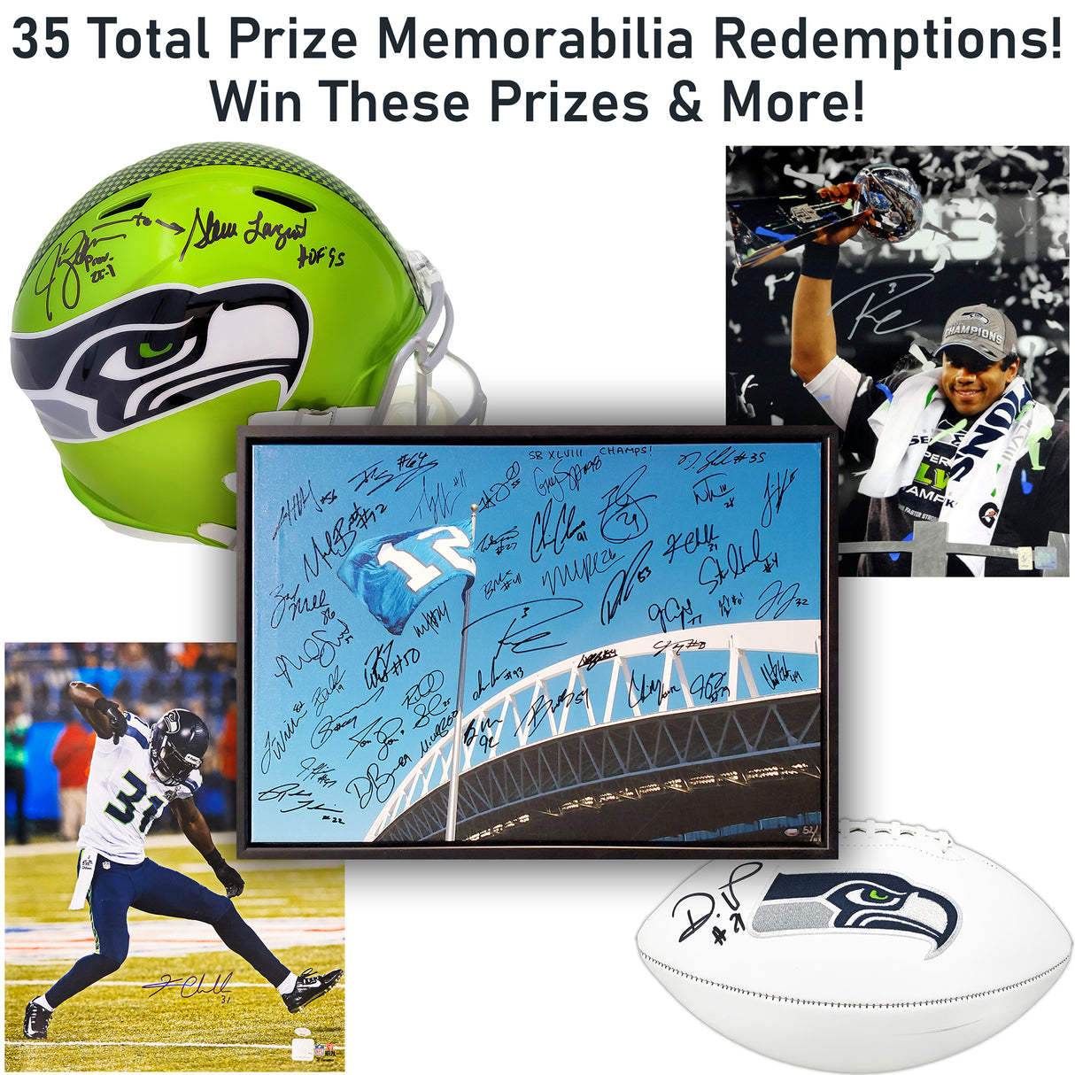 Seattle Seahawks Autographed Mystery Mini Helmet Pack Series 1 (Prize Redemptions: 1 in 10 Packs)