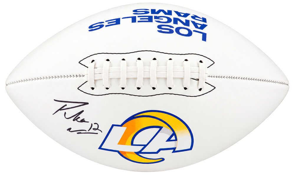Puka Nacua Signed Los Angeles Rams Logo Franklin White Panel Football - (Fanatics)