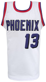Steve Nash Signed White Embroidered Stat Basketball Custom Jersey - (Beckett)