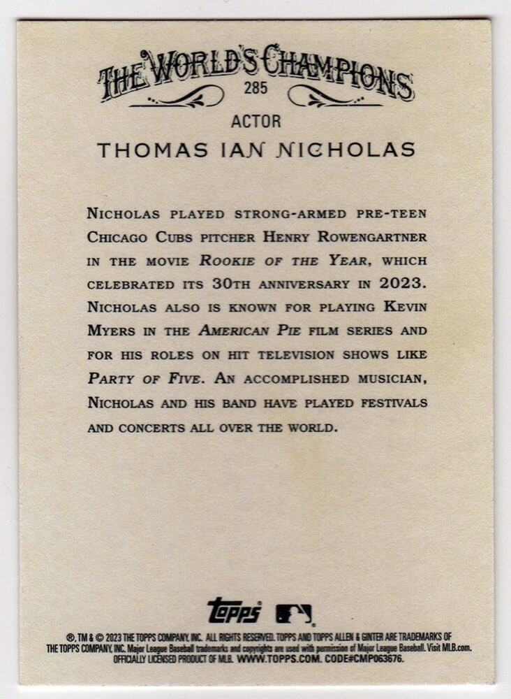 Thomas Ian Nicholas Signed 2023 Topps Allen & Ginter Trading Card #285