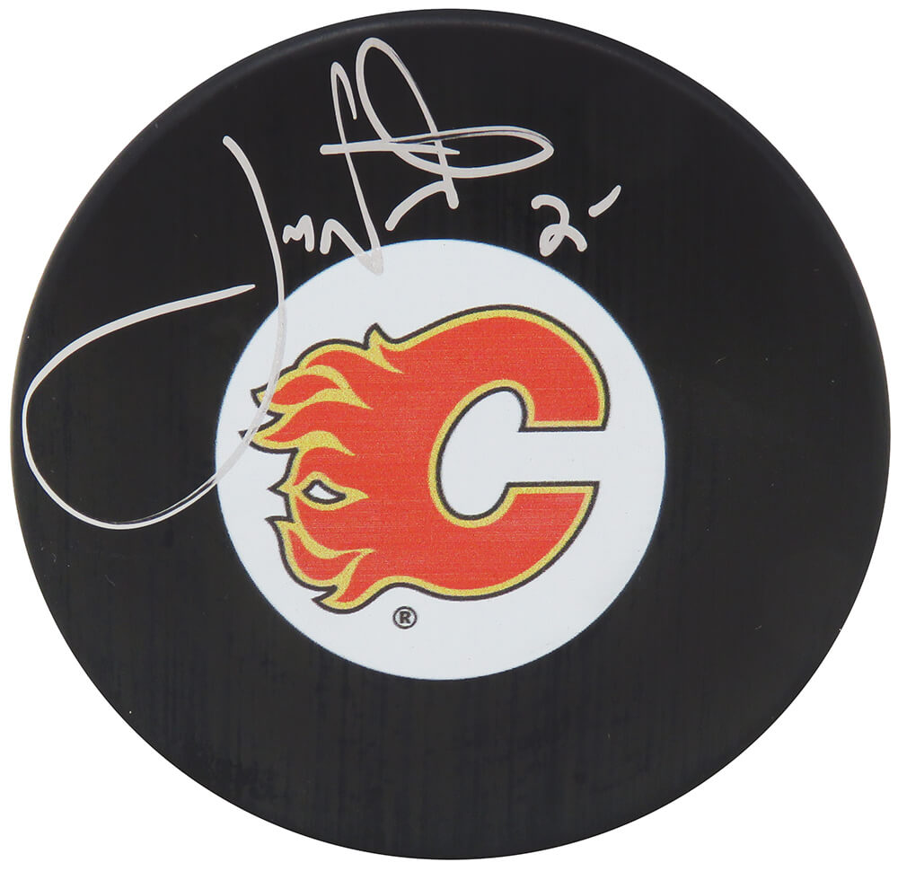 Joe Nieuwendyk Signed Calgary Flames Logo Hockey Puck