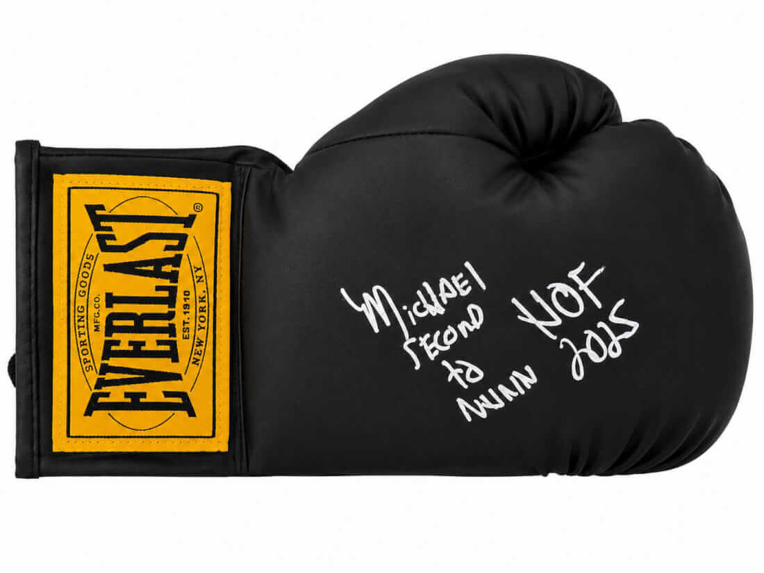 Michael Nunn 'Second To' Signed Everlast Black Full Size Boxing Glove w/HOF 2025