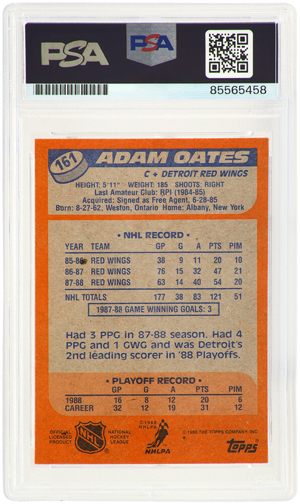 Adam Oates Signed Detroit Red Wings 1988 Topps Hockey Trading Card #161 - (PSA Encapsulated)