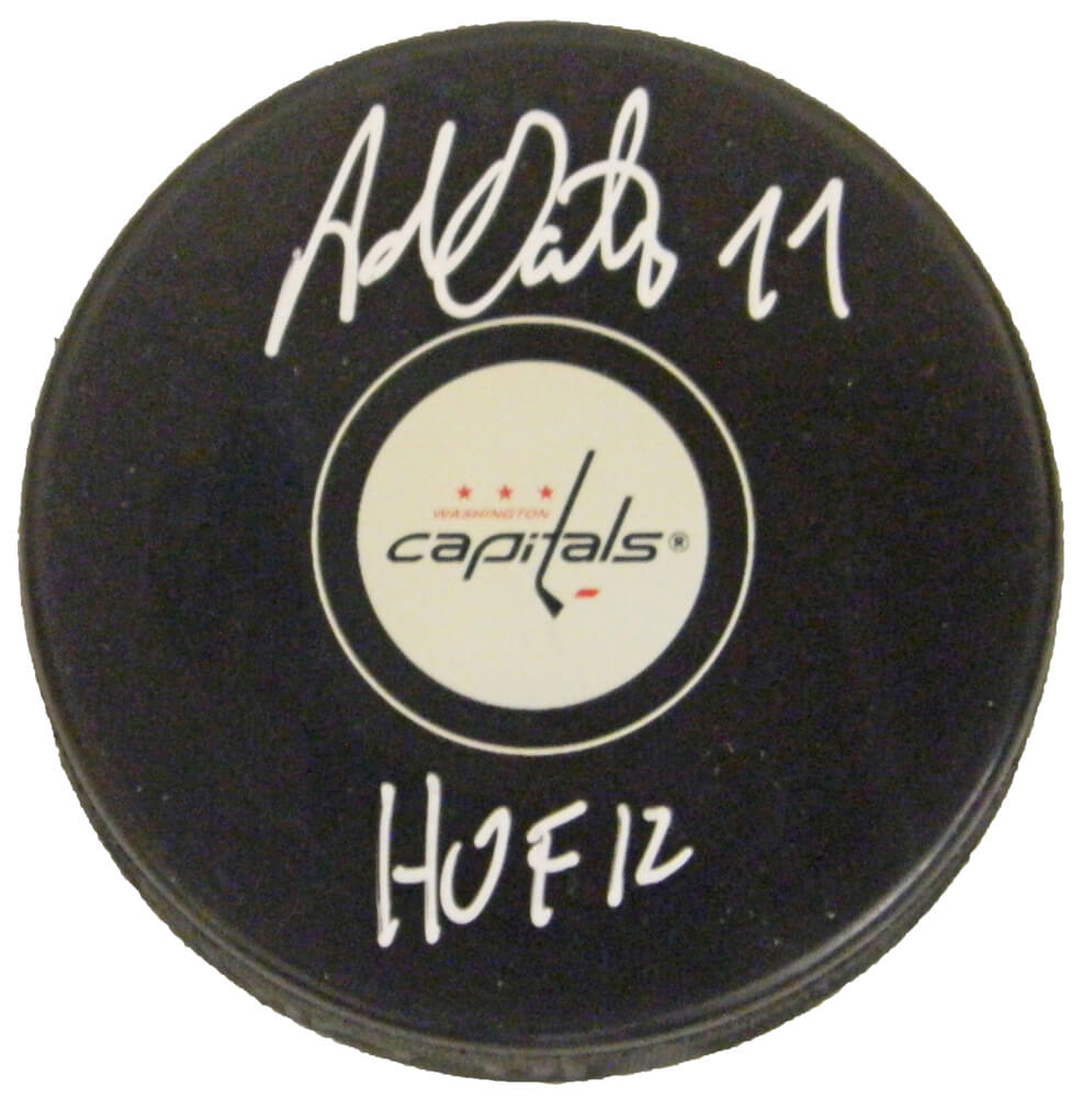 Adam Oates Signed Washington Capitals Logo Hockey Puck w/HOF 12