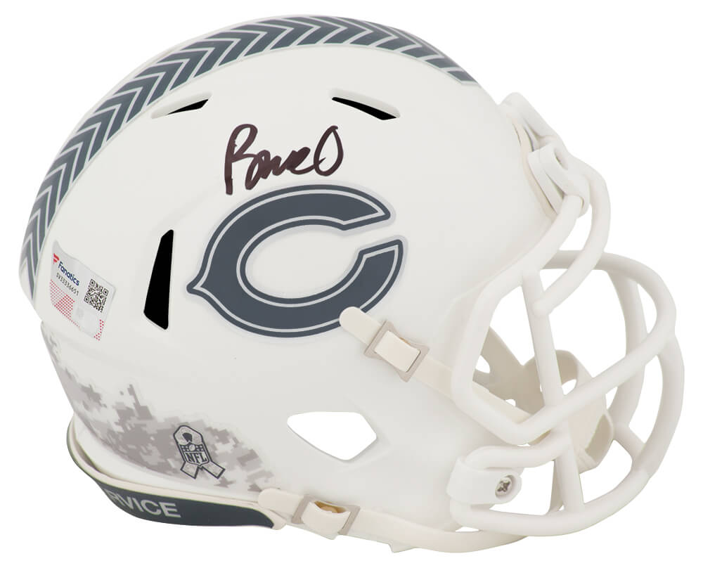 Rome Odunze Signed Chicago Bears 2024 SALUTE White Riddell Speed Mini Helmet - (Fanatics)