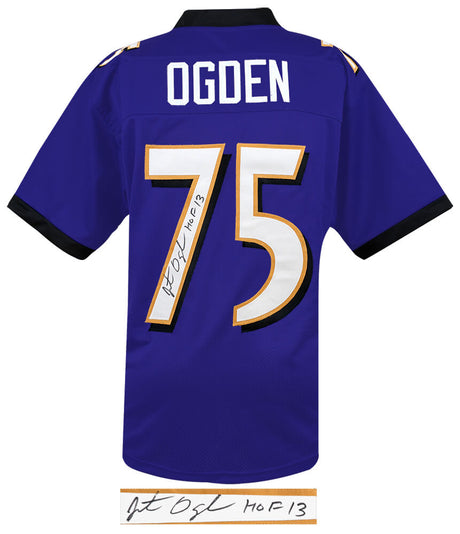 Jonathan Ogden Signed Purple Custom Football Jersey w/HOF'13