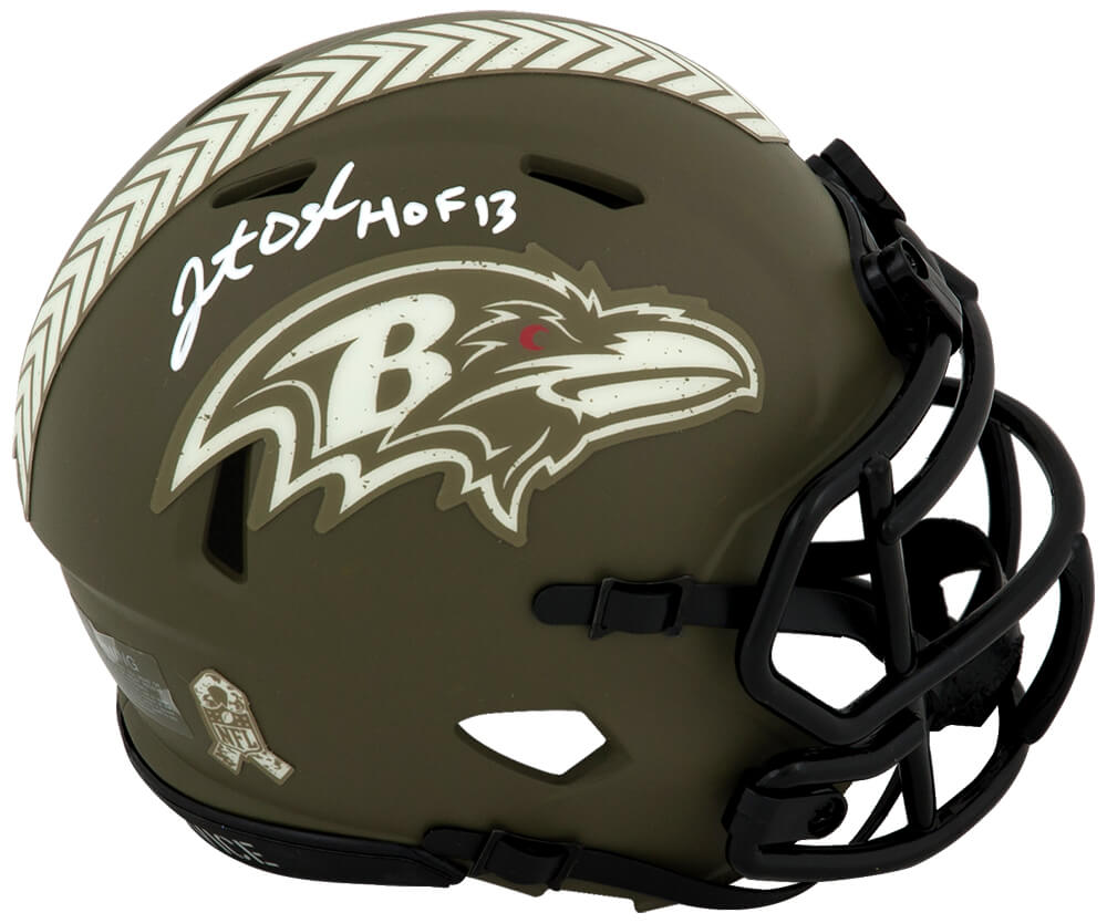 Jonathan Ogden Signed Baltimore Ravens Salute To Service Riddell Speed Mini Helmet w/HOF'13