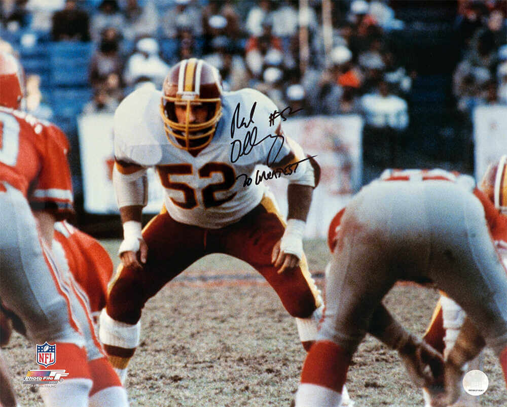 Neal Olkewicz Signed Washington Football Team White Jersey Stance 16x20 Photo w/70 Greatest