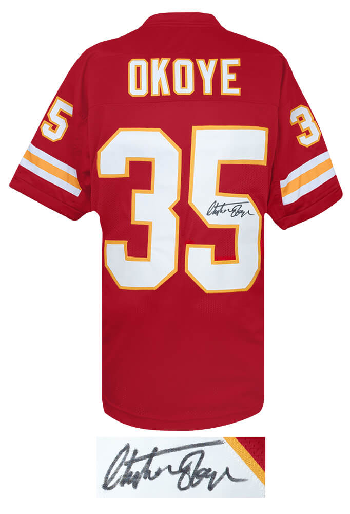 Christian Okoye Signed Red Custom Football Jersey