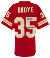 Christian Okoye Signed Red Custom Football Jersey w/Nigerian Nightmare