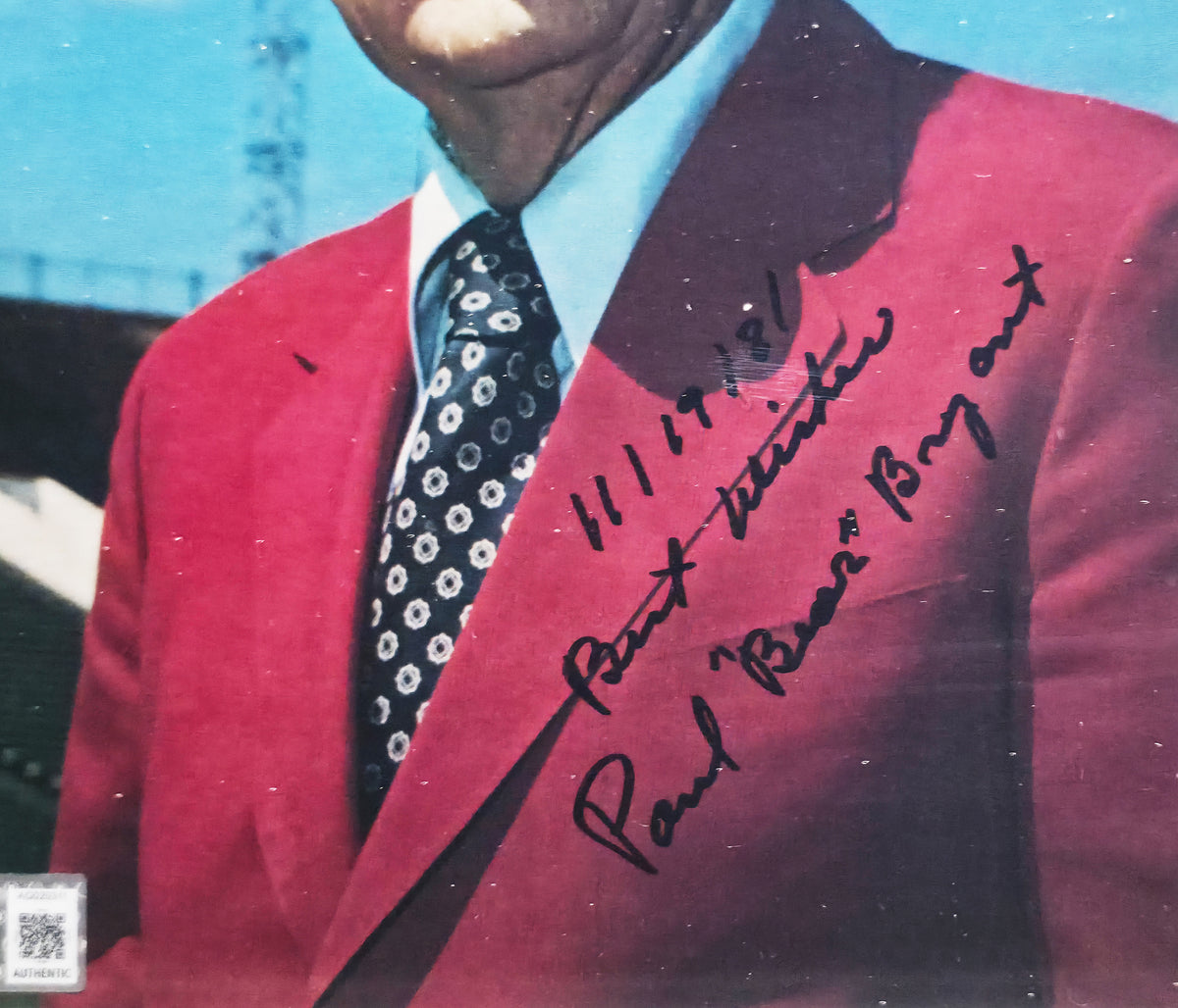 Paul "Bear" Bryant Autographed Framed 8x10 Photo Alabama Crimson Tide "Best Wishes" Beckett BAS #AG020311