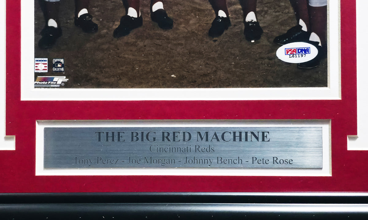 Big Red Machine Autographed Framed 8x10 Photo Cincinnati Reds With 4 Signatures Including Pete Rose PSA/DNA #L61197