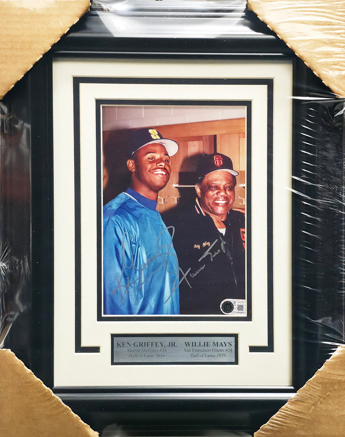 Willie Mays & Ken Griffey Jr. Autographed Framed 8x10 Photo Beckett BAS #AG020305